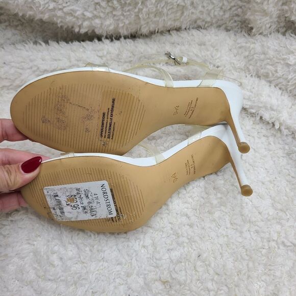 Something Navy Clear Strappy Heeled Sandals sz 6.5 - Picture 6 of 8